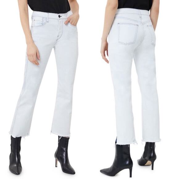 3x1 Denim - 3x1 Austin High-Rise Straight Crop Jeans Frayed Hem Off White size 29
